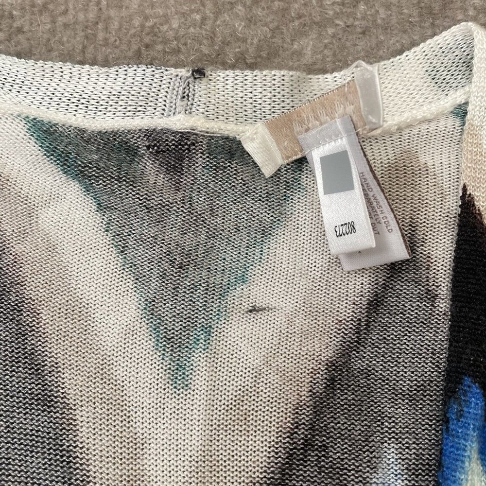 Chico’s Cardigan Womens Size 1 Medium Chevron Lightweight Sweater Black Teal - Picture 5 of 10